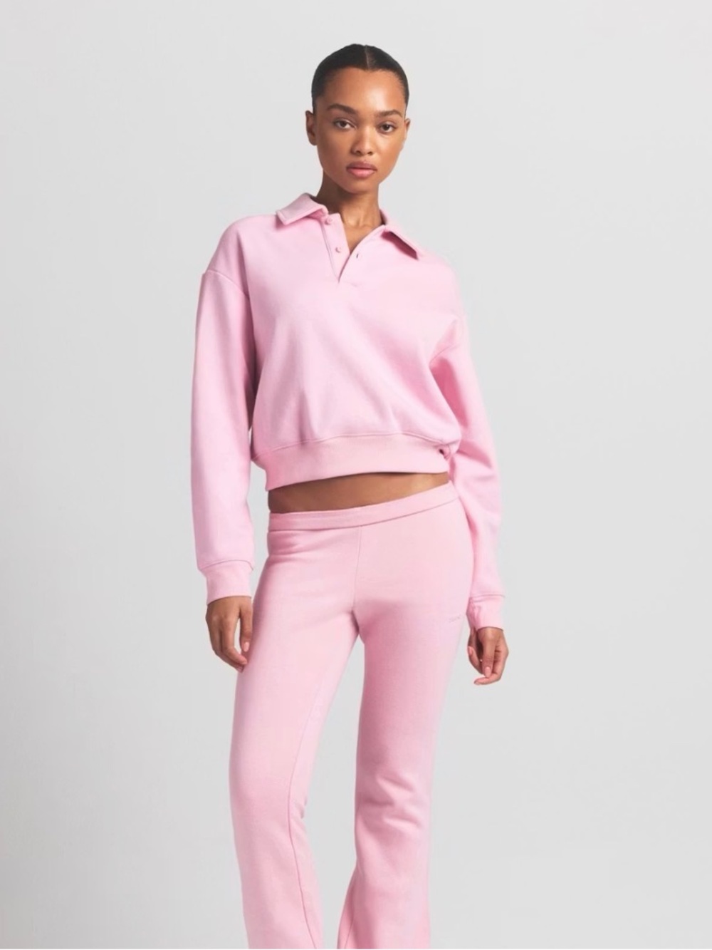 SKIMS COTTON FLEECE POLO SWEATSHIRT STYLE: LS-LST-9575W COLOR: HALITE SIZE: L